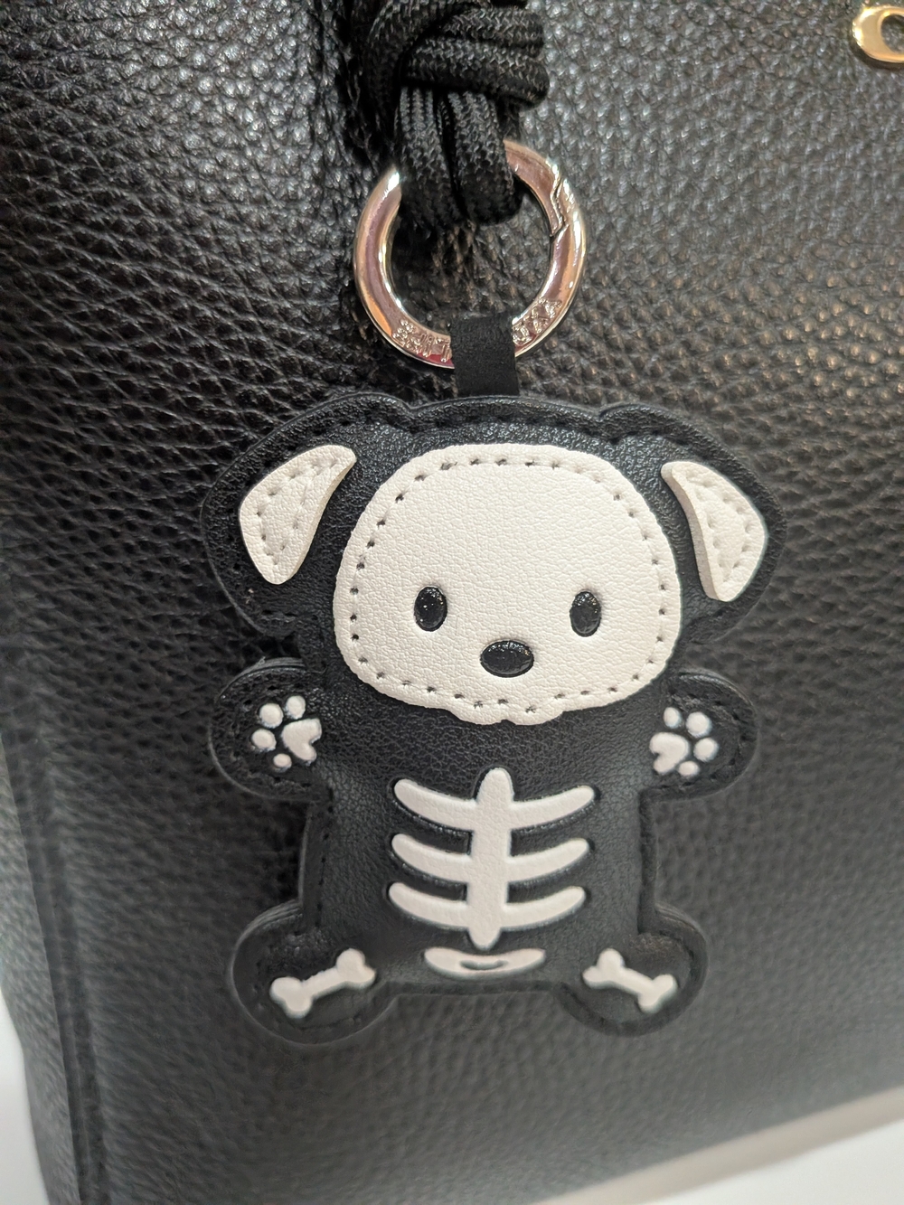 Black and White Dog Skeleton Keychain Pet Bag Charm